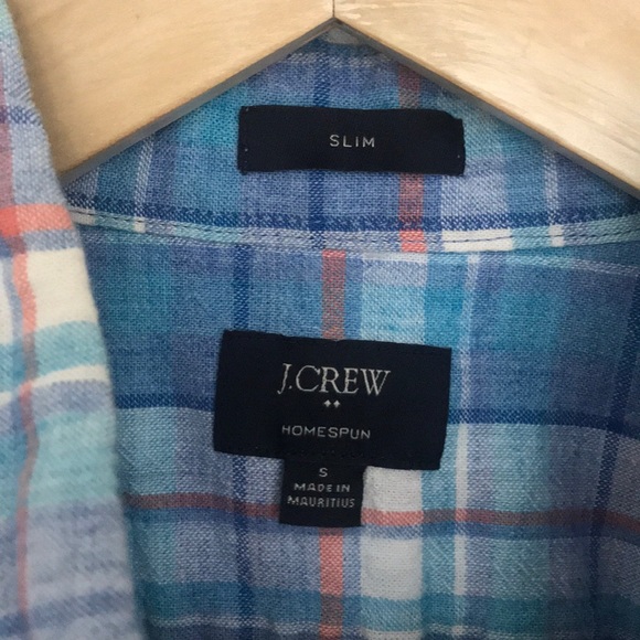 J Crew S short sleeve button down plaid teal/ blue - Picture 2 of 2